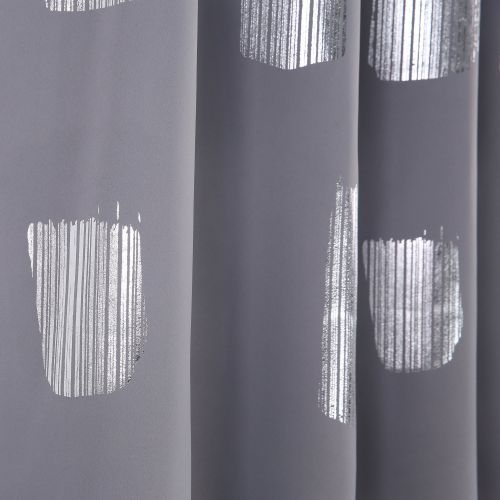  Deconovo Oblong Pattern Print Thermal Insulated Blackout Curtains 2 Panels Window Curtains Blackout for Bathroom 52W x 95L Light Grey