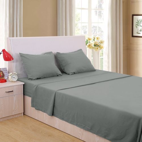  Deconovo Brushed Microfiber Flat, Deep Pocket Fitted, Wrinkle Fade and Stain Resistant 4 Piece Bed Sheets Set