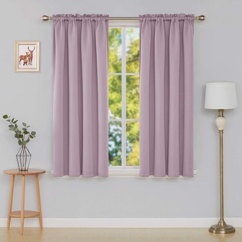  [아마존 핫딜]  [아마존핫딜]Deconovo Pink Lavender Blackout Curtains Rod Pocket Curtain Panels Thermal Insulated Curtains for Nursery 52W x 63L Inch 2 Panels