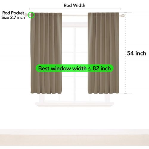  [아마존 핫딜] [아마존핫딜]Deconovo Solid Back Tab and Rod Pocket Curtains Thermal Insulated Blackout Window Curtains for Kitchen 52x54 Inch Khaki 2 Panels