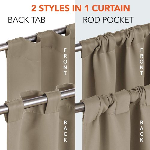  [아마존 핫딜] [아마존핫딜]Deconovo Solid Back Tab and Rod Pocket Curtains Thermal Insulated Blackout Window Curtains for Kitchen 52x54 Inch Khaki 2 Panels