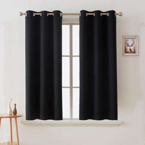  [아마존 핫딜] [아마존핫딜]Deconovo Room Darkening Curtain Thermal Insulated Grommet Blackout Curtains for Kids Room Black 38 x 63 Inch 2 Panels