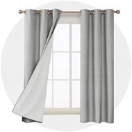 [아마존 핫딜] Deconovo Shiny Textured Blackout Curtains Sun Blocking Thermal Insulated Panel Drapes with White Coating 42W x 72L for Living Room Light Grey 2 Panels