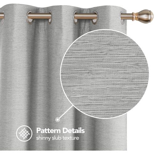  [아마존 핫딜] Deconovo Shiny Textured Blackout Curtains Sun Blocking Thermal Insulated Panel Drapes with White Coating 42W x 72L for Living Room Light Grey 2 Panels