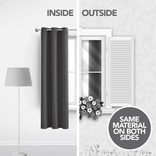  [아마존 핫딜] Deconovo Thermal Insulated Curtains for Living Room Grommet Solid Window Drapes Dark Grey 2 Panels 42x108 Inch