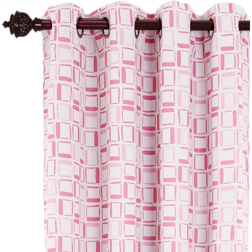  Deconovo Room Darkening Curtain Thermal Insulated Window Drapes Grommet Top Curtains for Bedroom 52W x 95L Inch with Printed Square Pattern Grey 2 Panels