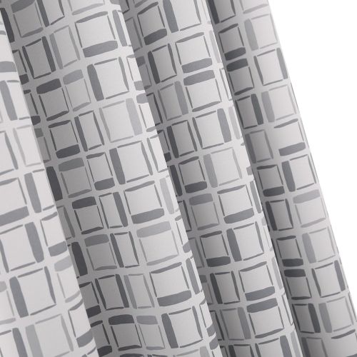  Deconovo Room Darkening Curtain Thermal Insulated Window Drapes Grommet Top Curtains for Bedroom 52W x 95L Inch with Printed Square Pattern Grey 2 Panels