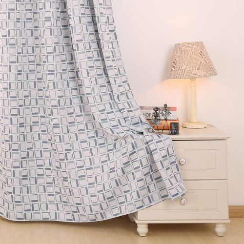  Deconovo Room Darkening Curtain Thermal Insulated Window Drapes Grommet Top Curtains for Bedroom 52W x 95L Inch with Printed Square Pattern Grey 2 Panels