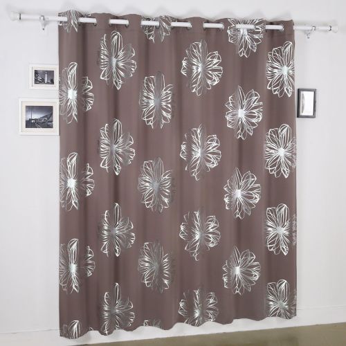  Deconovo Foil Print Flower Design Thermal Insulated Window Blackout Curtain for Living Room 100x95-inch,Khaki