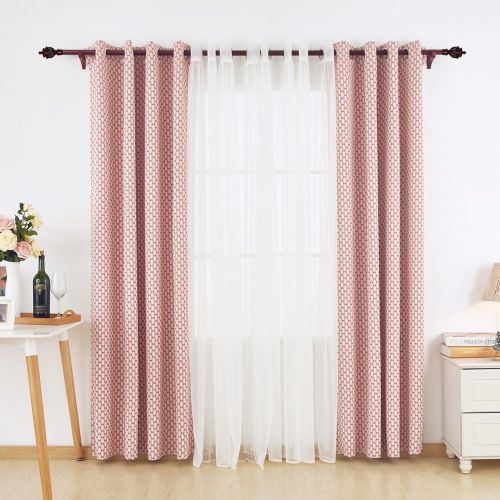  Deconovo Energy Saving Moroccan Print Grey Bedroom Blackout Curtains with Grommet and White Sheer Curtains- Grommet Top Thermal Insulated Curtains 42x84 Inch Grey 4 Panels