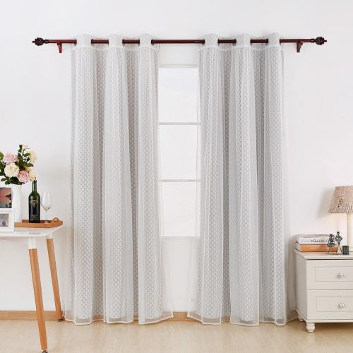  Deconovo Energy Saving Moroccan Print Grey Bedroom Blackout Curtains with Grommet and White Sheer Curtains- Grommet Top Thermal Insulated Curtains 42x84 Inch Grey 4 Panels