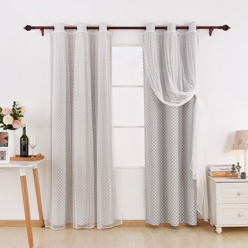  Deconovo Energy Saving Moroccan Print Grey Bedroom Blackout Curtains with Grommet and White Sheer Curtains- Grommet Top Thermal Insulated Curtains 42x84 Inch Grey 4 Panels