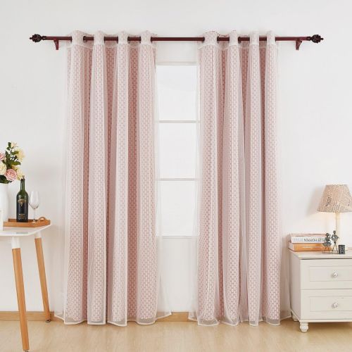  Deconovo Energy Saving Moroccan Print Grey Bedroom Blackout Curtains with Grommet and White Sheer Curtains- Grommet Top Thermal Insulated Curtains 42x84 Inch Grey 4 Panels