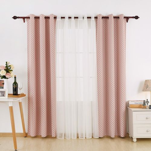  Deconovo Energy Saving Moroccan Print Grey Bedroom Blackout Curtains with Grommet and White Sheer Curtains- Grommet Top Thermal Insulated Curtains 42x84 Inch Grey 4 Panels