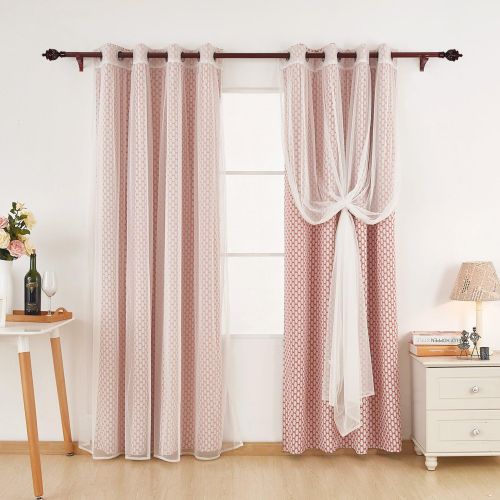  Deconovo Energy Saving Moroccan Print Grey Bedroom Blackout Curtains with Grommet and White Sheer Curtains- Grommet Top Thermal Insulated Curtains 42x84 Inch Grey 4 Panels