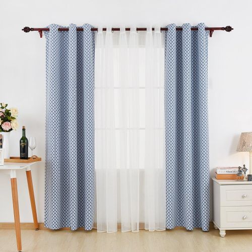  Deconovo Energy Saving Moroccan Print Grey Bedroom Blackout Curtains with Grommet and White Sheer Curtains- Grommet Top Thermal Insulated Curtains 42x84 Inch Grey 4 Panels