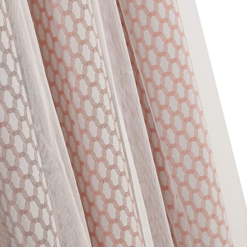  Deconovo Energy Saving Moroccan Print Grey Bedroom Blackout Curtains with Grommet and White Sheer Curtains- Grommet Top Thermal Insulated Curtains 42x84 Inch Grey 4 Panels
