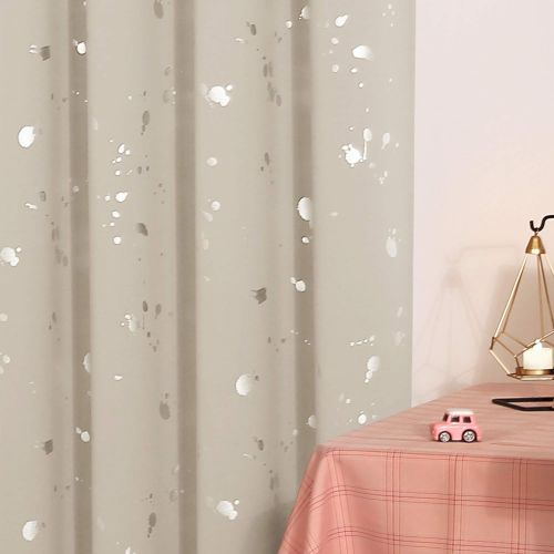  Deconovo Silver Dots Printd Blackout Curtains with Grommet Top Room Darkening Curtains for Living Room 52 W x 95 L Black 1 Pair