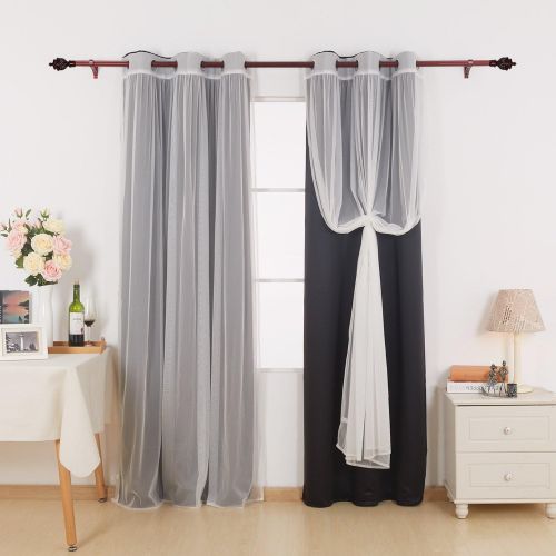  Deconovo Grommet Top Curtains Mix and Match Thermal Insulated Curtain Panel Blackout Curtians 2 Pieces Lavender and 2 White Sheer Curtain Panels Lavender 4 Panels 42X84 Inch