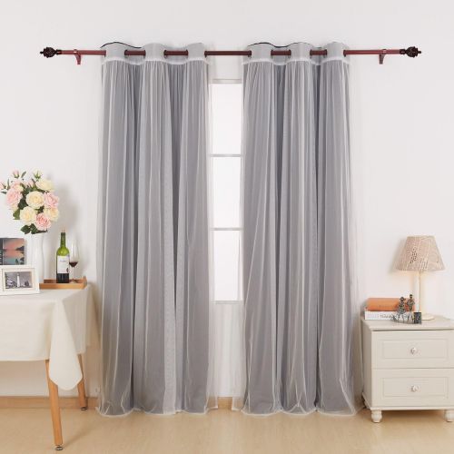  Deconovo Grommet Top Curtains Mix and Match Thermal Insulated Curtain Panel Blackout Curtians 2 Pieces Lavender and 2 White Sheer Curtain Panels Lavender 4 Panels 42X84 Inch