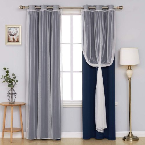  Deconovo Grommet Top Curtains Mix and Match Thermal Insulated Curtain Panel Blackout Curtians 2 Pieces Lavender and 2 White Sheer Curtain Panels Lavender 4 Panels 42X84 Inch