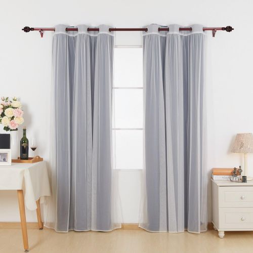  Deconovo Grommet Top Curtains Mix and Match Thermal Insulated Curtain Panel Blackout Curtians 2 Pieces Lavender and 2 White Sheer Curtain Panels Lavender 4 Panels 42X84 Inch