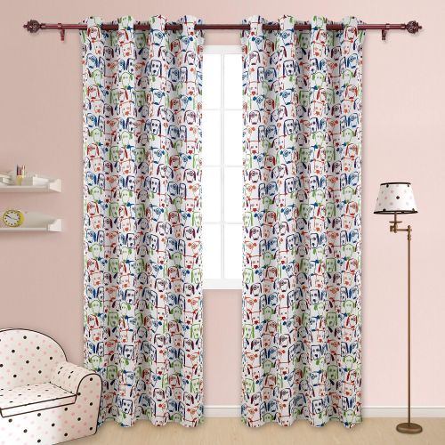  Deconovo Decorative Whale Print Grommet Top Thermal Insulated Blackout Curtains for Kids Bedroom and Nursery Room Darkening Curtain Panels 52x84 Inch 2 Panels