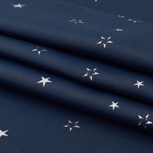  Deconovo Grommet Blackout Curtains 2 Panel Silver Star Foil Print Room Darkening Thermal Insulated Curtains for Kids Room 52 x 63 inches Grey 2 Panels