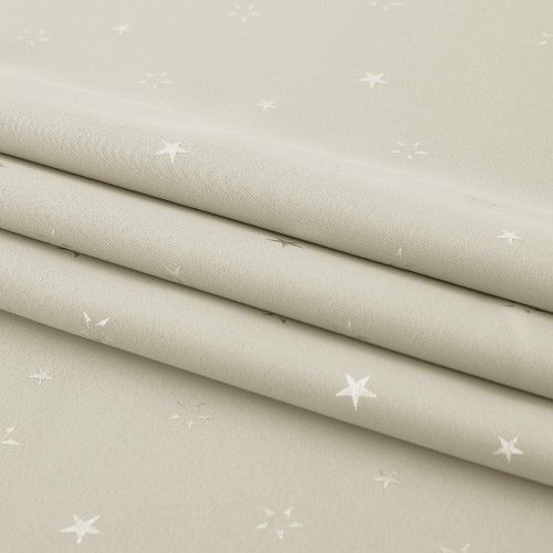  Deconovo Grommet Blackout Curtains 2 Panel Silver Star Foil Print Room Darkening Thermal Insulated Curtains for Kids Room 52 x 63 inches Grey 2 Panels
