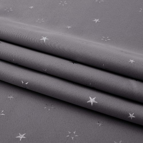  Deconovo Grommet Blackout Curtains 2 Panel Silver Star Foil Print Room Darkening Thermal Insulated Curtains for Kids Room 52 x 63 inches Grey 2 Panels