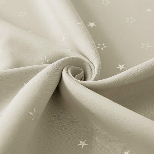  Deconovo Grommet Blackout Curtains 2 Panel Silver Star Foil Print Room Darkening Thermal Insulated Curtains for Kids Room 52 x 63 inches Grey 2 Panels