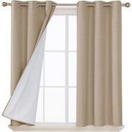 Deconovo Faux Linen Blackout Curtains with 3 Pass Energy Efficient Thermal Insulated Coating Room Darkening Curtains Drapes for Dining Room 52 x 72 Inch 2 Curtain Panels Champagne