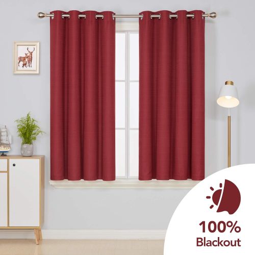  Deconovo Faux Linen Blackout Curtains with 3 Pass Energy Efficient Thermal Insulated Coating Room Darkening Curtains Drapes for Dining Room 52 x 72 Inch 2 Curtain Panels Champagne