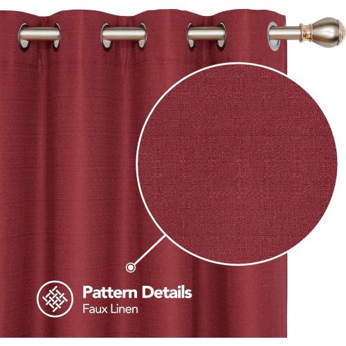  Deconovo Faux Linen Blackout Curtains with 3 Pass Energy Efficient Thermal Insulated Coating Room Darkening Curtains Drapes for Dining Room 52 x 72 Inch 2 Curtain Panels Champagne