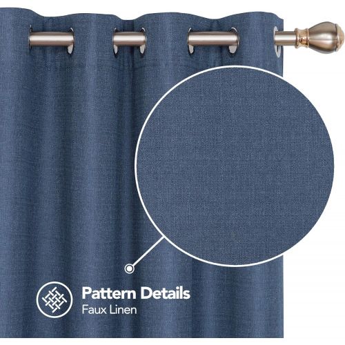  Deconovo Faux Linen Blackout Curtains with 3 Pass Energy Efficient Thermal Insulated Coating Room Darkening Curtains Drapes for Dining Room 52 x 72 Inch 2 Curtain Panels Champagne