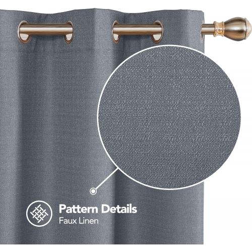  Deconovo Faux Linen Blackout Curtains with 3 Pass Energy Efficient Thermal Insulated Coating Room Darkening Curtains Drapes for Dining Room 52 x 72 Inch 2 Curtain Panels Champagne