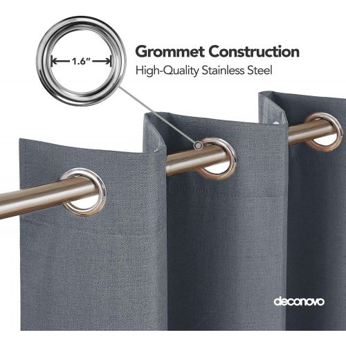  Deconovo Faux Linen Blackout Curtains with 3 Pass Energy Efficient Thermal Insulated Coating Room Darkening Curtains Drapes for Dining Room 52 x 72 Inch 2 Curtain Panels Champagne