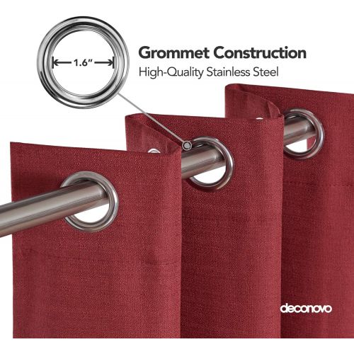  Deconovo Faux Linen Blackout Curtains with 3 Pass Energy Efficient Thermal Insulated Coating Room Darkening Curtains Drapes for Dining Room 52 x 72 Inch 2 Curtain Panels Champagne