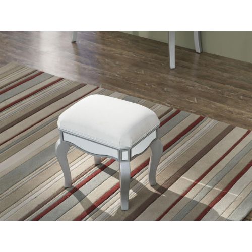  Decor Central ADMFX6-3132S Dressing Stool 18 Hand Rubbed Antique Silver Finish