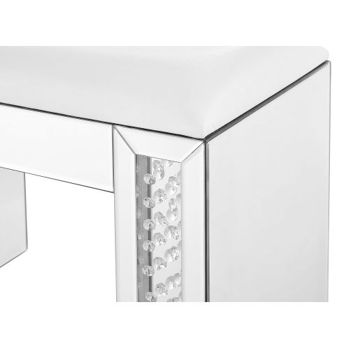  Decor Central ADMFX9-3054 Crystal Vanity Leather Stool, 26, Clear Finish