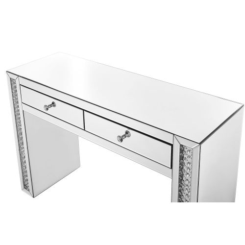  Decor Central ADMFX9-3051 Drawers and Rectangle Mirror Top Vanity Table 47 Clear Finish