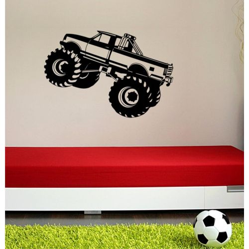  Decor Designs Decals Kids Monster Truck Wall Decal Sticker- 28 Wide by 19 High, monster truck wall, monster truck decal, monster truck art, monster truck room, boys room decor HK12, PLUS FREE 12 WHITE