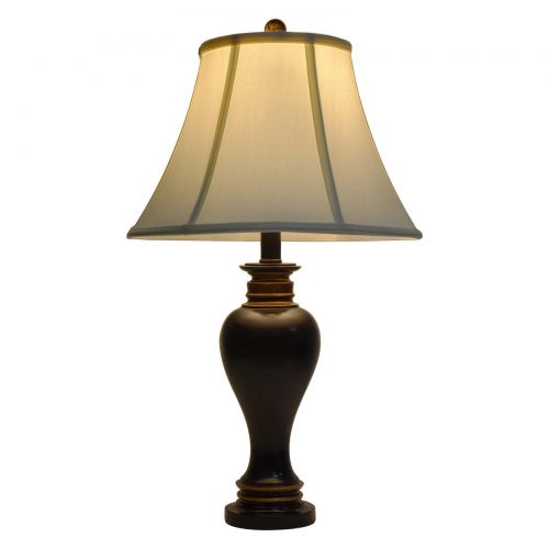  Decor Therapy Walnut Ridge Bronze Resin Table Lamp with Barclay Gold Highlights and Soft Cream Silken Shade