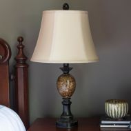 Decor Therapy Huntington Bronze Table Lamp with Faux Marble Accent