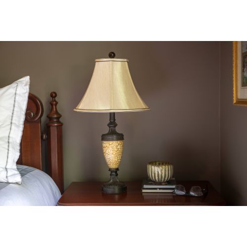  Decor Therapy French Verde Table Lamp with Cream Mercury Glass and Bavaria Silk Shade