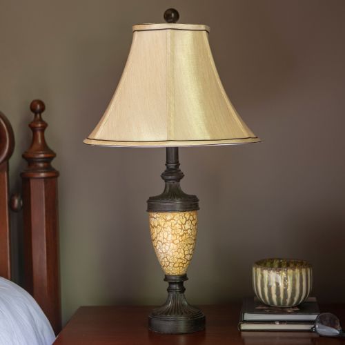  Decor Therapy French Verde Table Lamp with Cream Mercury Glass and Bavaria Silk Shade