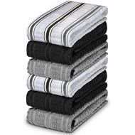 DecorRack 6 Large Kitchen Towels, 100% Cotton, 16 x 27 inches, Thick Absorbent Dish Drying Cloth, Perfect for Kitchen, Hand Towels and Tea Towel, White, Orange and Green Color (6 P