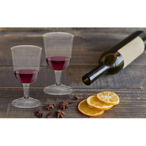 [아마존베스트]DecorRack 24 Wine Glasses, 6 Oz Plastic Party Wine Cups, Perfect for Outdoor Parties, Weddings, Picnics, Stackable, Reusable, Disposable Stemmed Clear Wine Glasses (Pack of 24)