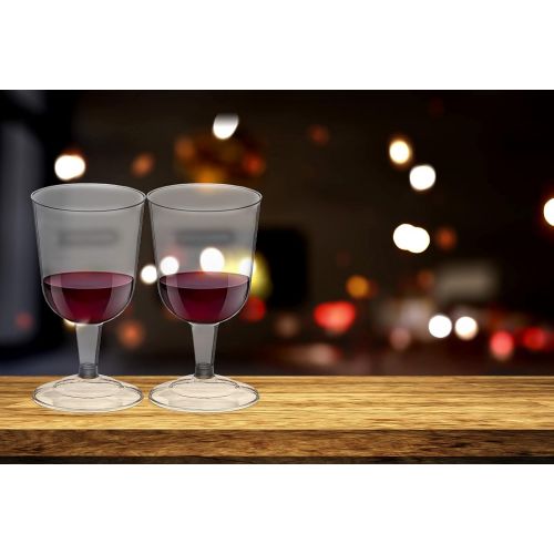  [아마존베스트]DecorRack 24 Wine Glasses, 6 Oz Plastic Party Wine Cups, Perfect for Outdoor Parties, Weddings, Picnics, Stackable, Reusable, Disposable Stemmed Clear Wine Glasses (Pack of 24)