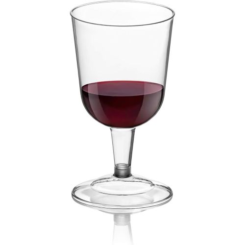  [아마존베스트]DecorRack 24 Wine Glasses, 6 Oz Plastic Party Wine Cups, Perfect for Outdoor Parties, Weddings, Picnics, Stackable, Reusable, Disposable Stemmed Clear Wine Glasses (Pack of 24)